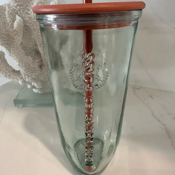 Starbucks Glass Tumbler with lid and Straw. Unique shape. - Picture 3 of 5